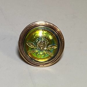 Amy Kahn Russell dragonfly ring Bronze AKR Iridescent Czech Button 9